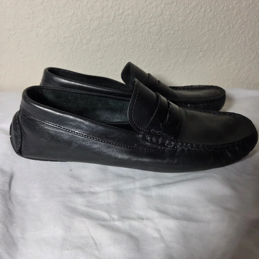 Johnston & Murphy Mens Black Leather Penny Loafer Driving Mocs 59-0365 Size 11M